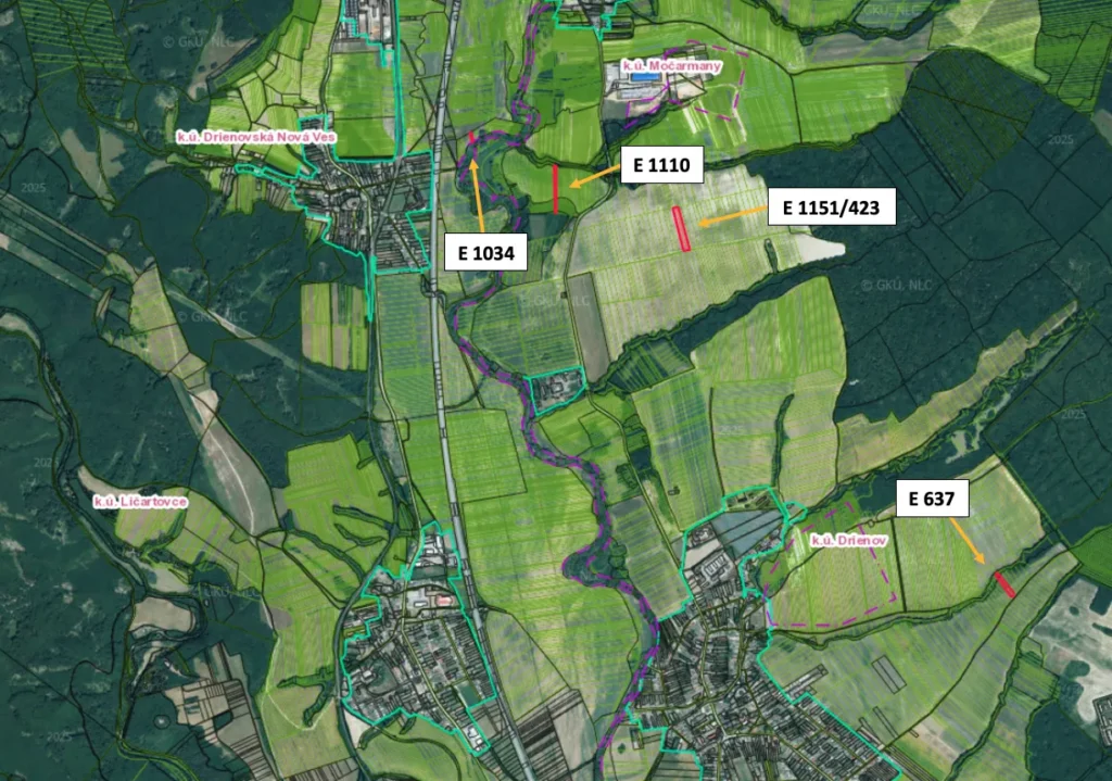 Drienov – Spoluvlastnícke podiely na ornej pôde v komasácii